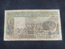 Charger l&#39;image dans la galerie, Afrique de L&#39;Ouest : 500 Francs 1981 A (Ref 2683)
