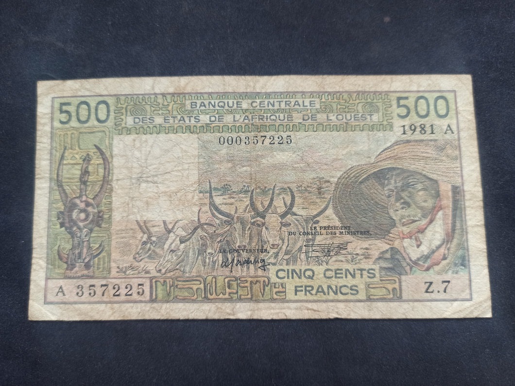 Afrique de L'Ouest : 500 Francs 1981 A (Ref 2683)