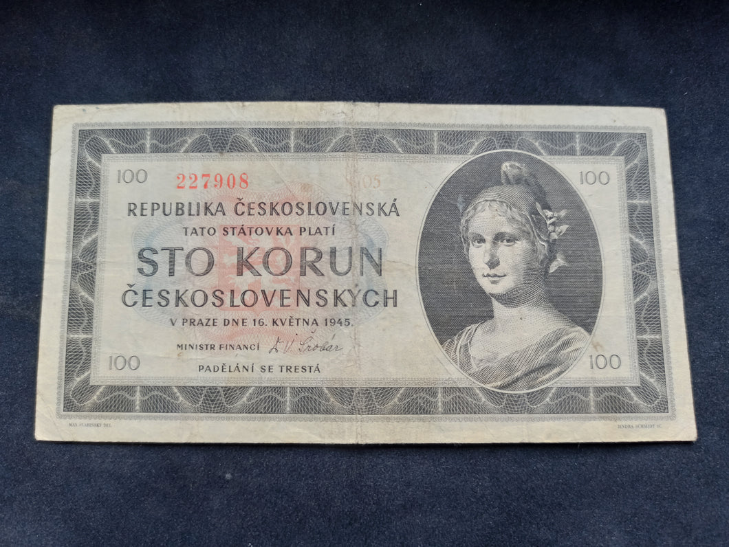 Tchécoslovaquie : 100 Korun 1945 (Ref 2704)