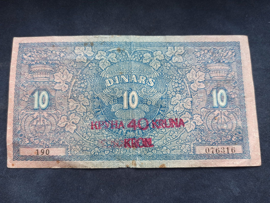 Yougoslavie : 40 Kruna sur 10 Dinara 1919 (Ref 2715)