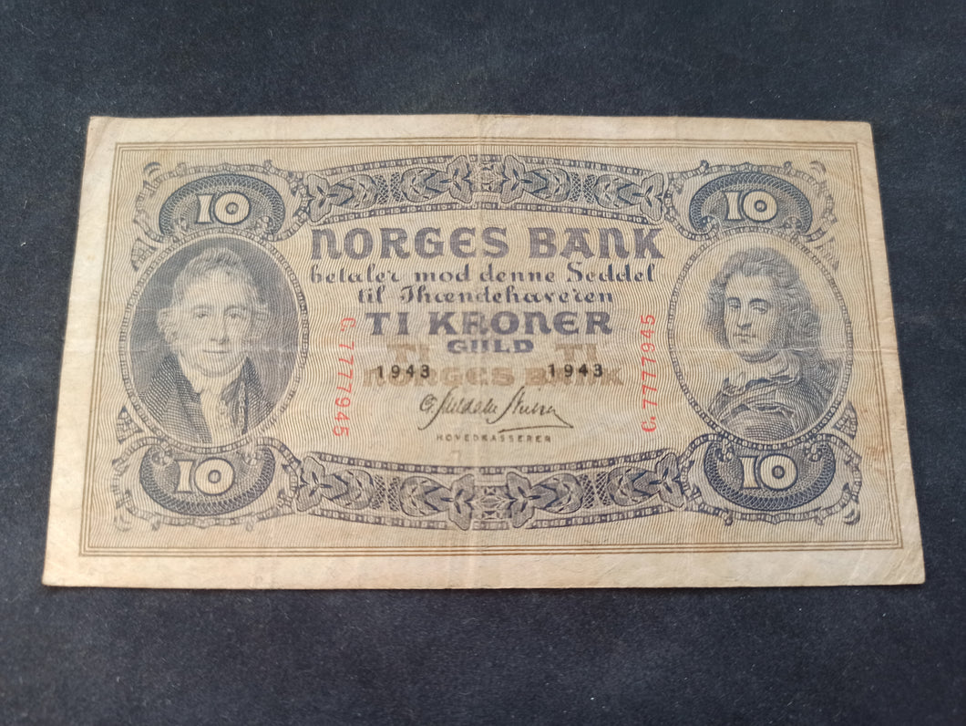 Norvège : 10 Kroner 1943 (Ref 2655)