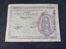 Charger l&#39;image dans la galerie, Colonies Françaises : Tunisie : 20 Francs 1943 Surchargé (Ref 2637)
