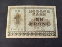 Charger l&#39;image dans la galerie, Norvège : 1 Kroner 1943 (Ref 2656)
