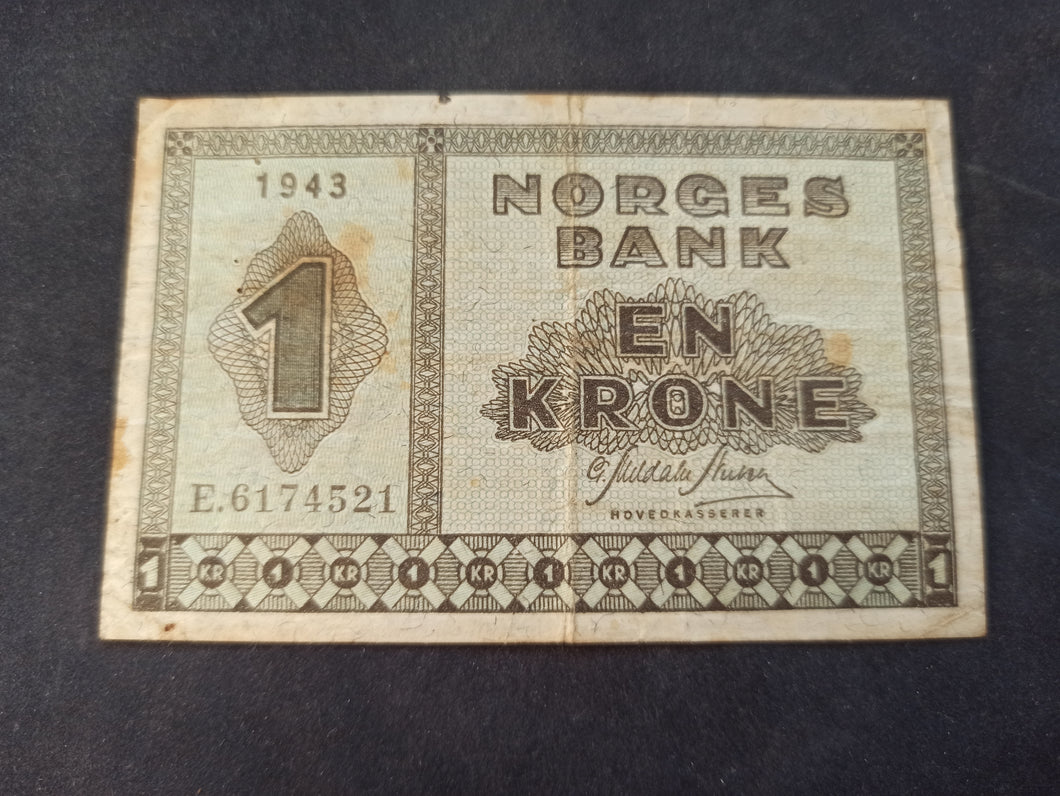 Norvège : 1 Kroner 1943 (Ref 2656)