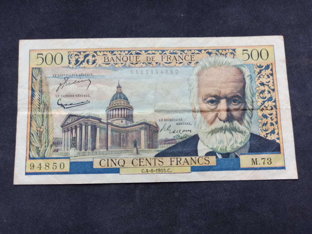 500 Francs Victor Hugo (4-8-1955) (Ref 2670)