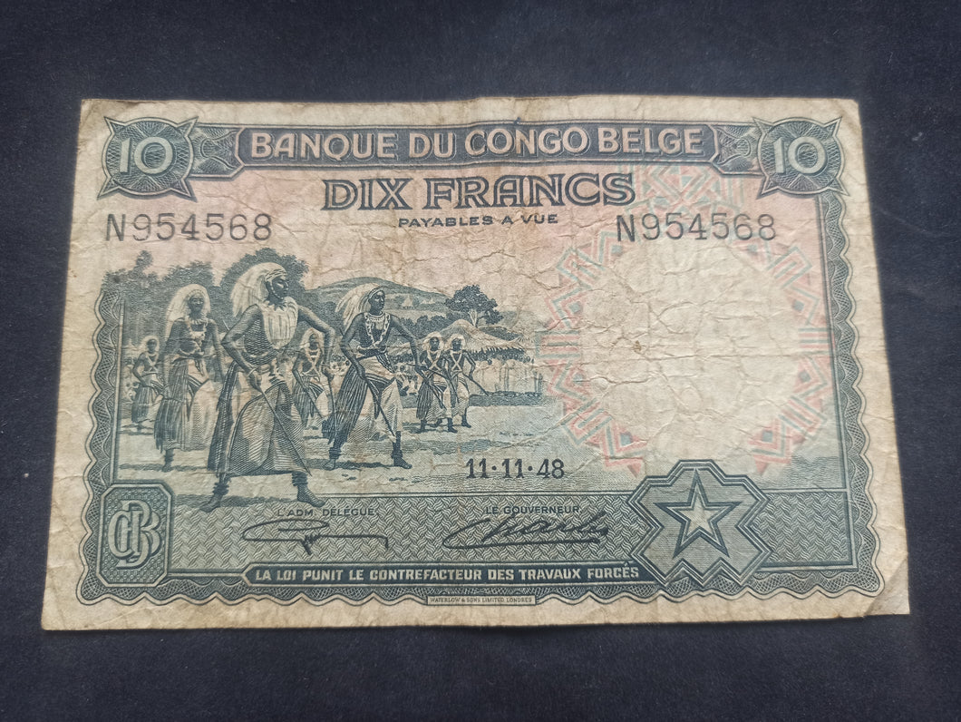 Congo Belge : 10 Francs (15-07-1952) (Ref 2673)
