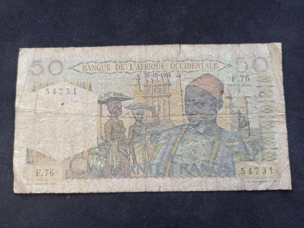 Afrique Occidentale : 50 Francs (28-10-1954) (Ref 2691)