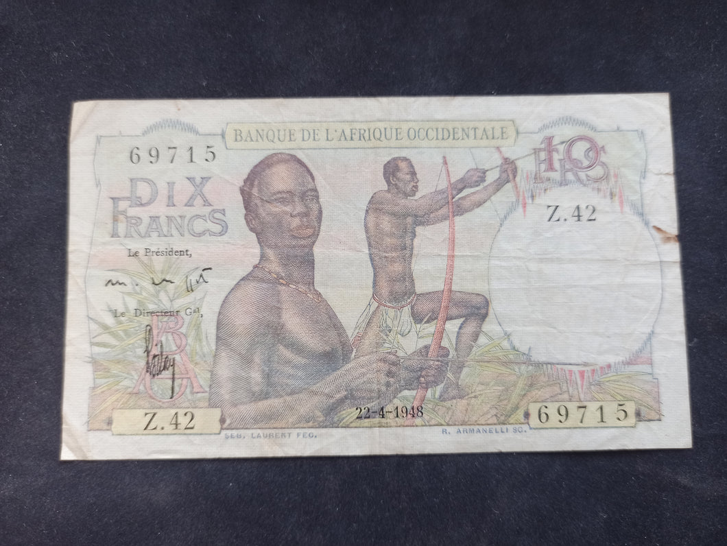 Afrique Occidentale : 10 Francs (22-4-1948) (Ref 2693)