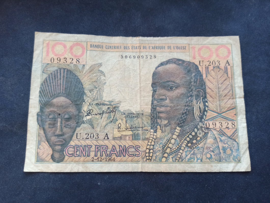 Afrique de l'Ouest : Côte d'Ivoire : 100 Francs 1964 A (Ref 2717)