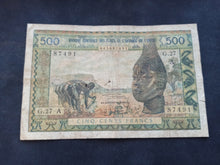 Charger l&#39;image dans la galerie, Afrique de l&#39;Ouest : Cote d&#39;Ivoire : 500 Francs 1959-65  Sign 6 (Ref 2720)
