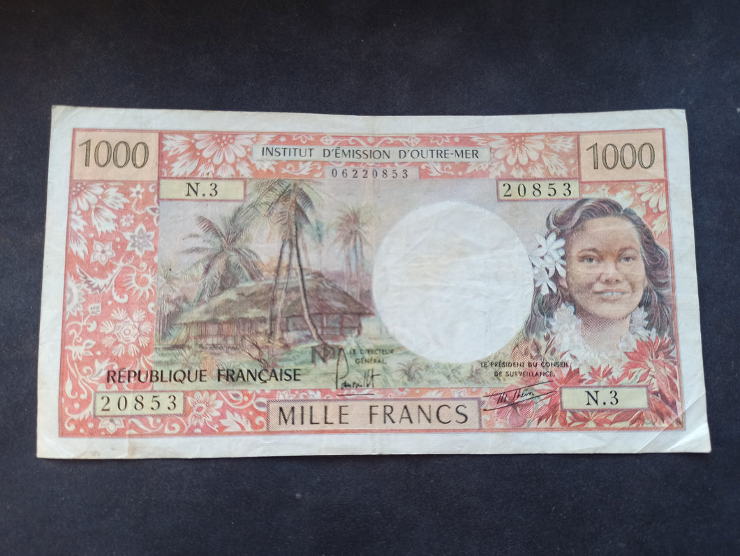 Colonies Françaises : 1000 Francs Tahiti / Papeete 1977 (Ref 2725)