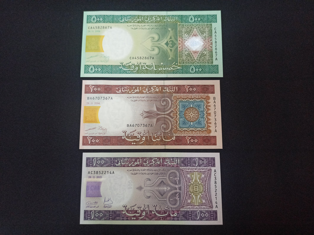 Mauritanie : 500 / 200 / 100 Ouguiya 2004 / 2015  NEUF  (Ref 2731)
