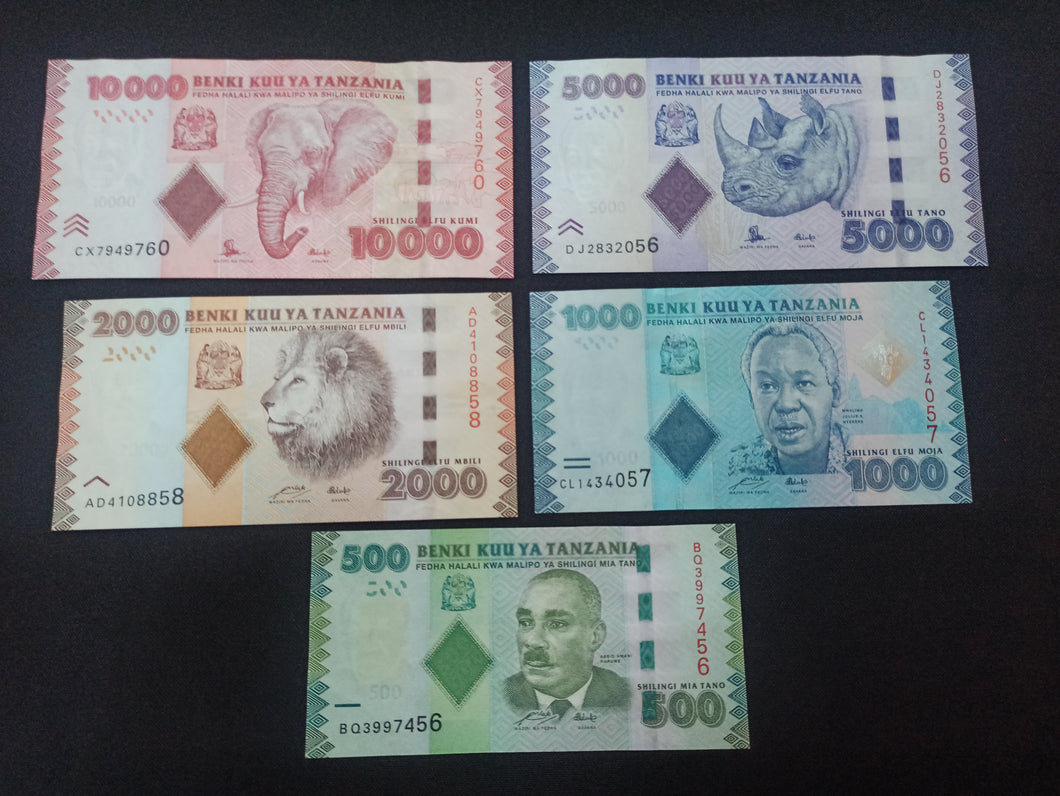 Tanzanie : 10000 / 5000 / 2000 / 1000 et 500 Shilingi 2020 NEUF  (Ref 2734)
