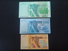 Charger l&#39;image dans la galerie, Burkina Faso : 5000 / 2000 et 500 Francs  NEUF  (Ref 2739)
