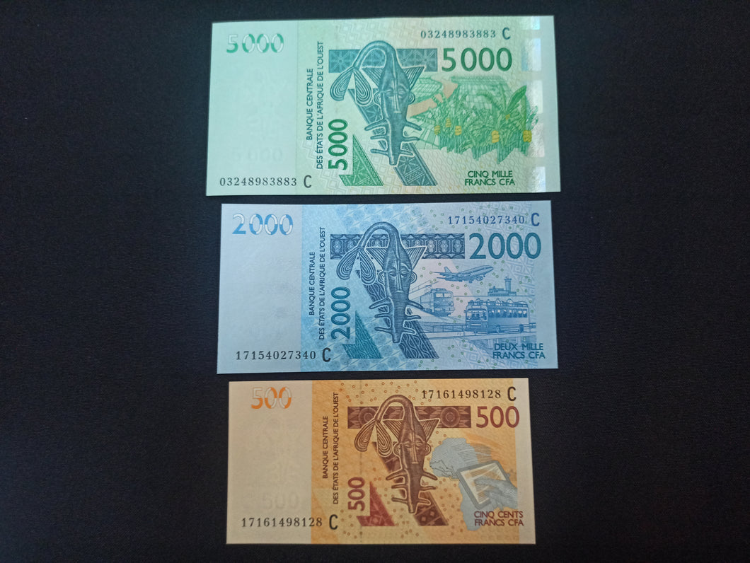 Burkina Faso : 5000 / 2000 et 500 Francs  NEUF  (Ref 2739)