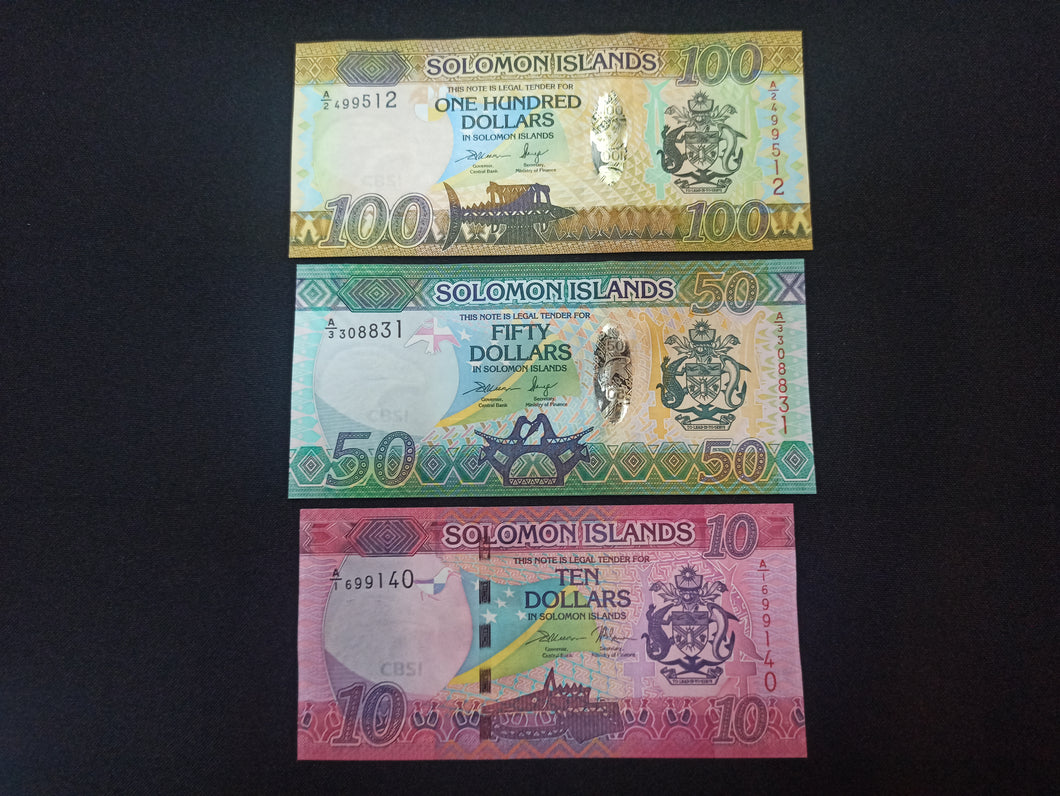 Solomon Islands 100 / 50 / 10 Dollars 2013 / 2017 NEUF (Ref 2744)