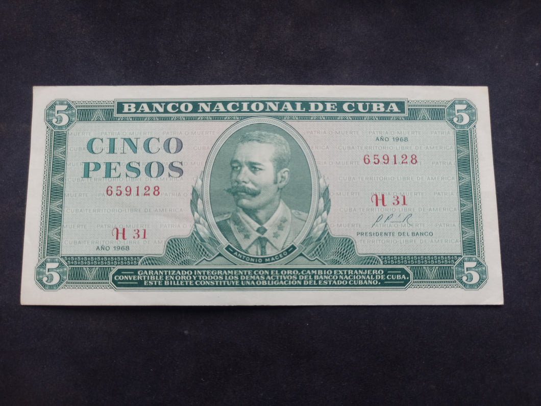 Cuba :5 Pesos 1968 (Ref 2753)