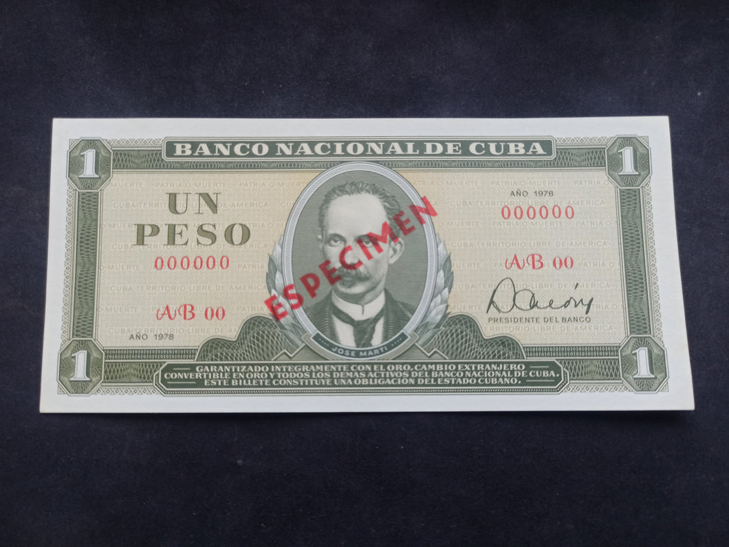 Cuba : 1 Peso 1978 Specimen NEUF (Ref 2754)