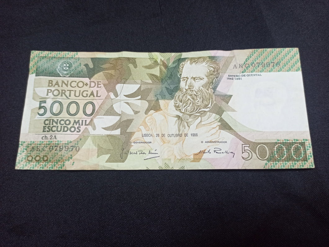 Portugal : 5000 Escudos 1988 (Ref 2841)