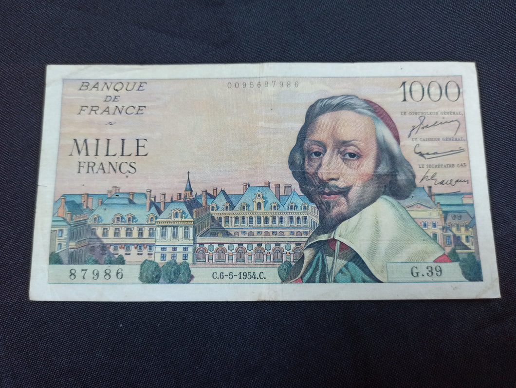 1000 Francs Richelieu (6-5-1954) (Ref 2864)