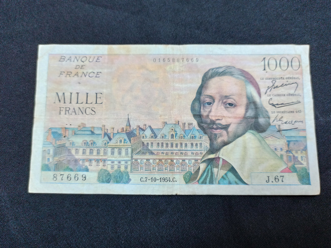 1000 Francs Richelieu (7-10-1954) (Ref 2865)