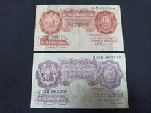 Charger l&#39;image dans la galerie, Royaume Uni : 2 X 10 Shillings 1940 &amp; 1948 Sign Peppiatt (Ref 2873)
