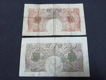Charger l&#39;image dans la galerie, Royaume Uni : 2 X 10 Shillings 1940 &amp; 1948 Sign Peppiatt (Ref 2873)
