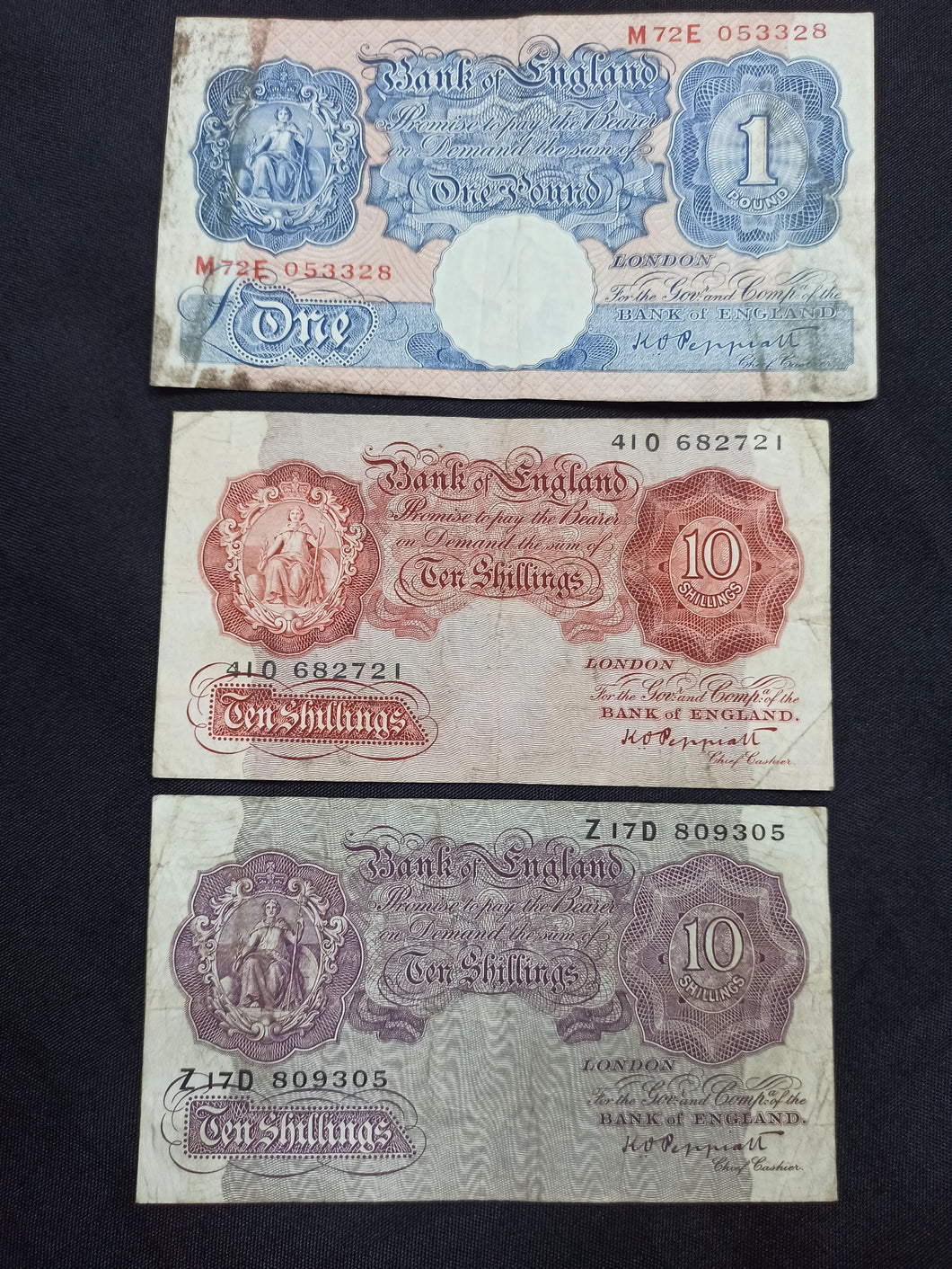 Royaume Uni : Lot 1 Pound 1940 / 10 Shillings Sign Peppiatt (Ref 2881)