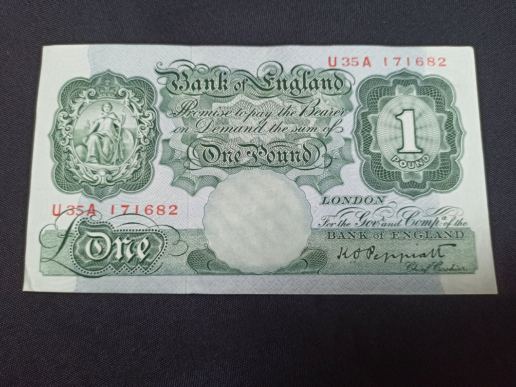 Royaume Uni : 1 Pound 1948  Sign Peppiatt (Ref 2882)  Pli Central