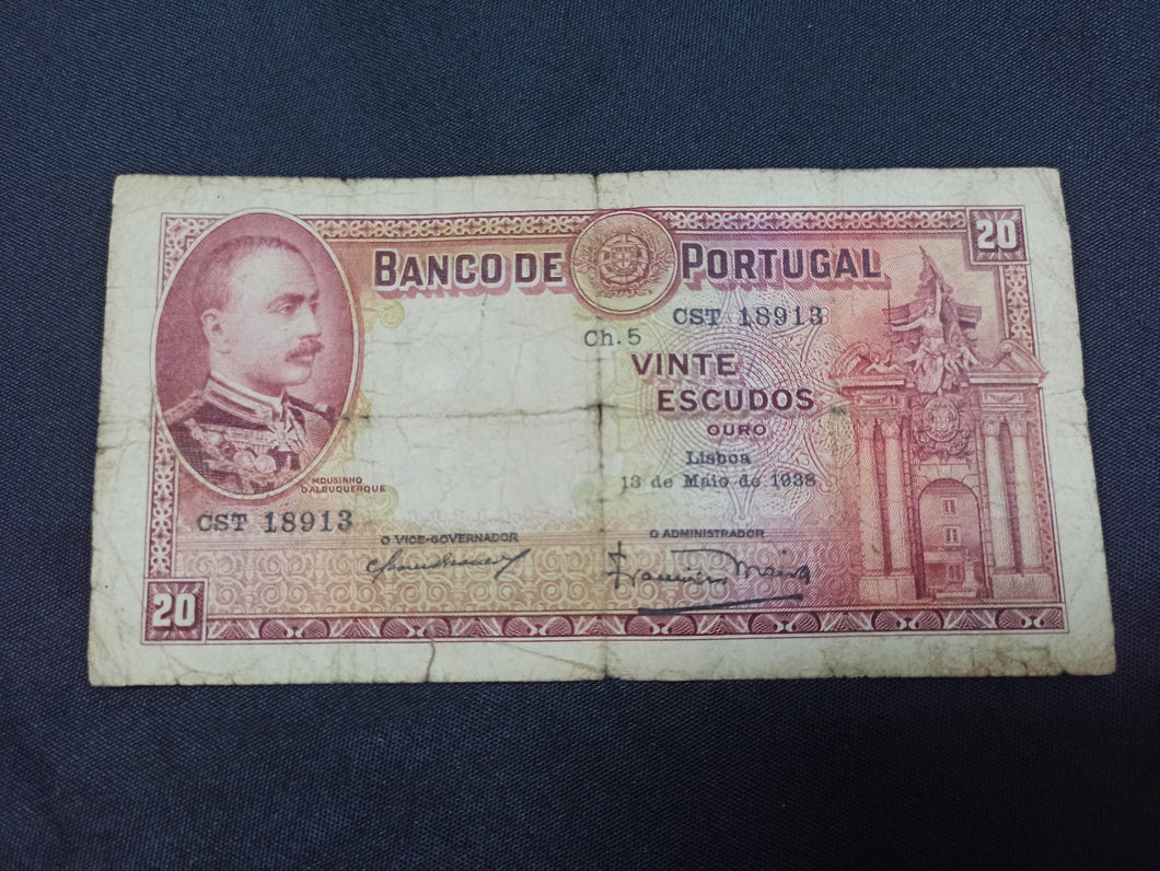 Portugal : 20 Escudos 1938 (Ref 2889)
