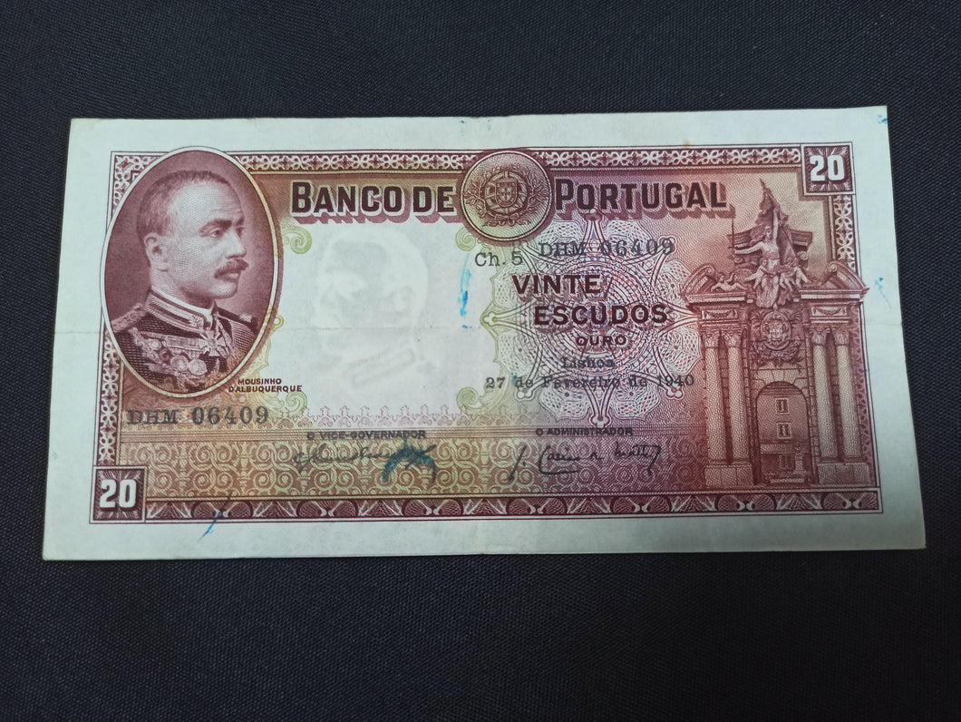 Portugal : 20 Escudos 1940 (Ref 2893)
