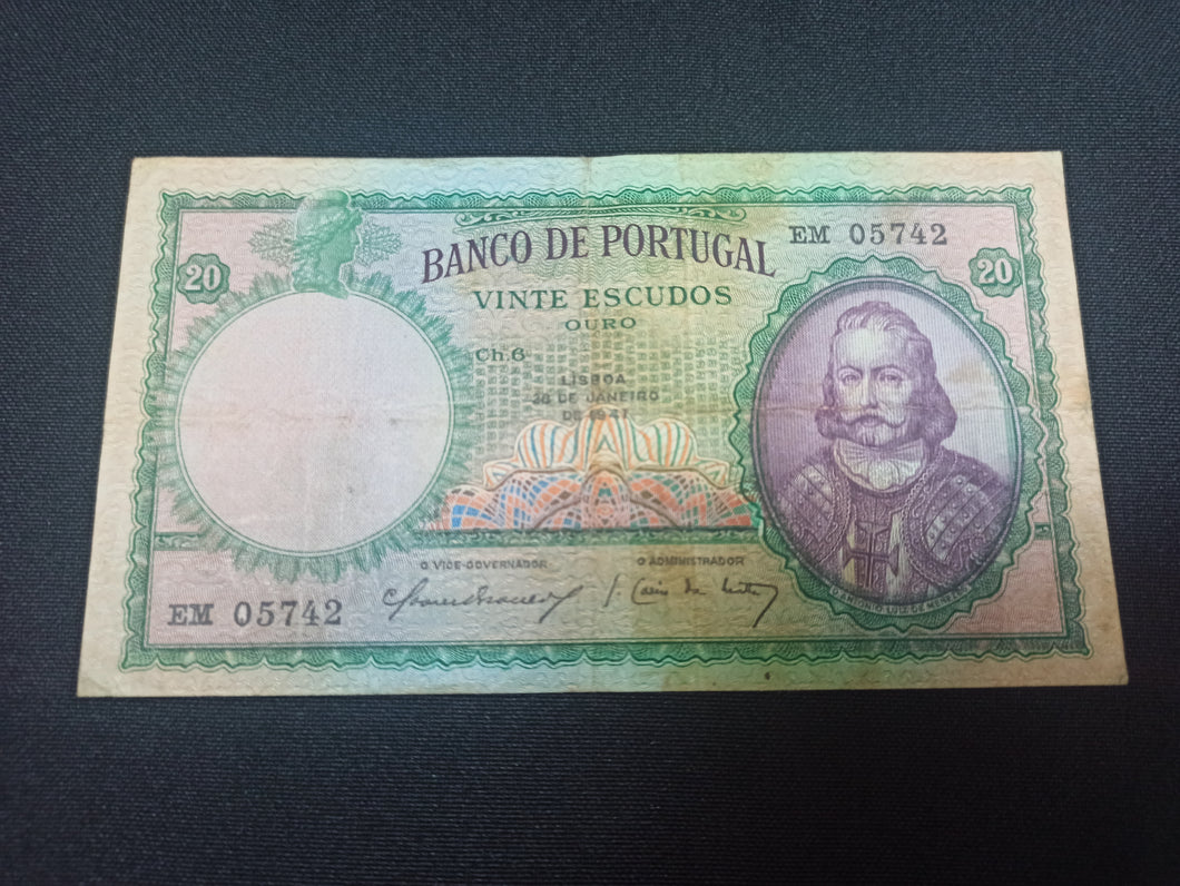 Portugal : 20 Escudos 1941 (Ref 2894)