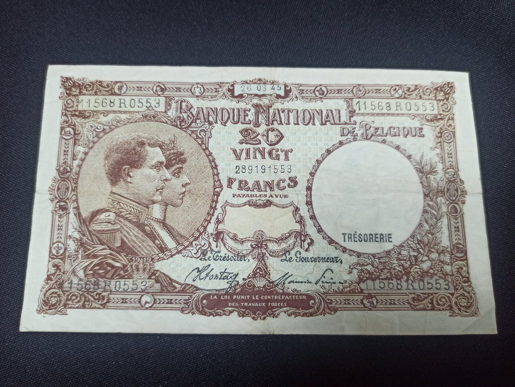 Belgique : 20 Francs 1945 (Ref 2911)