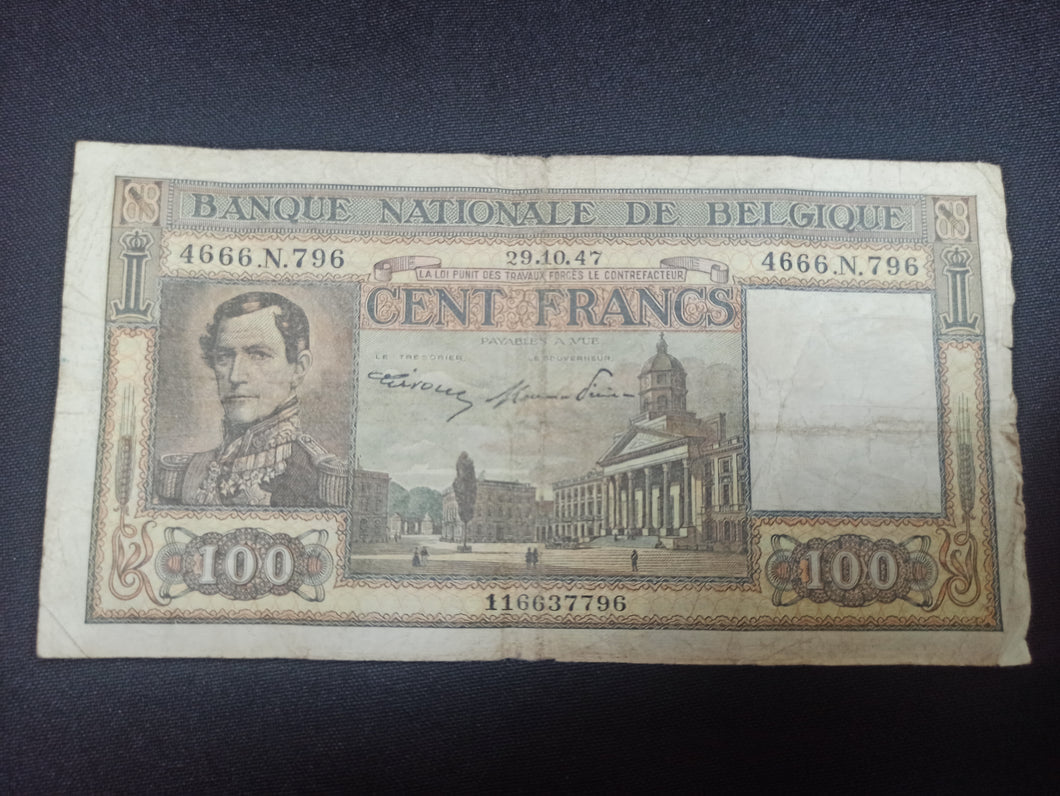 Belgique : 100 Francs 1947 (Ref 2918)