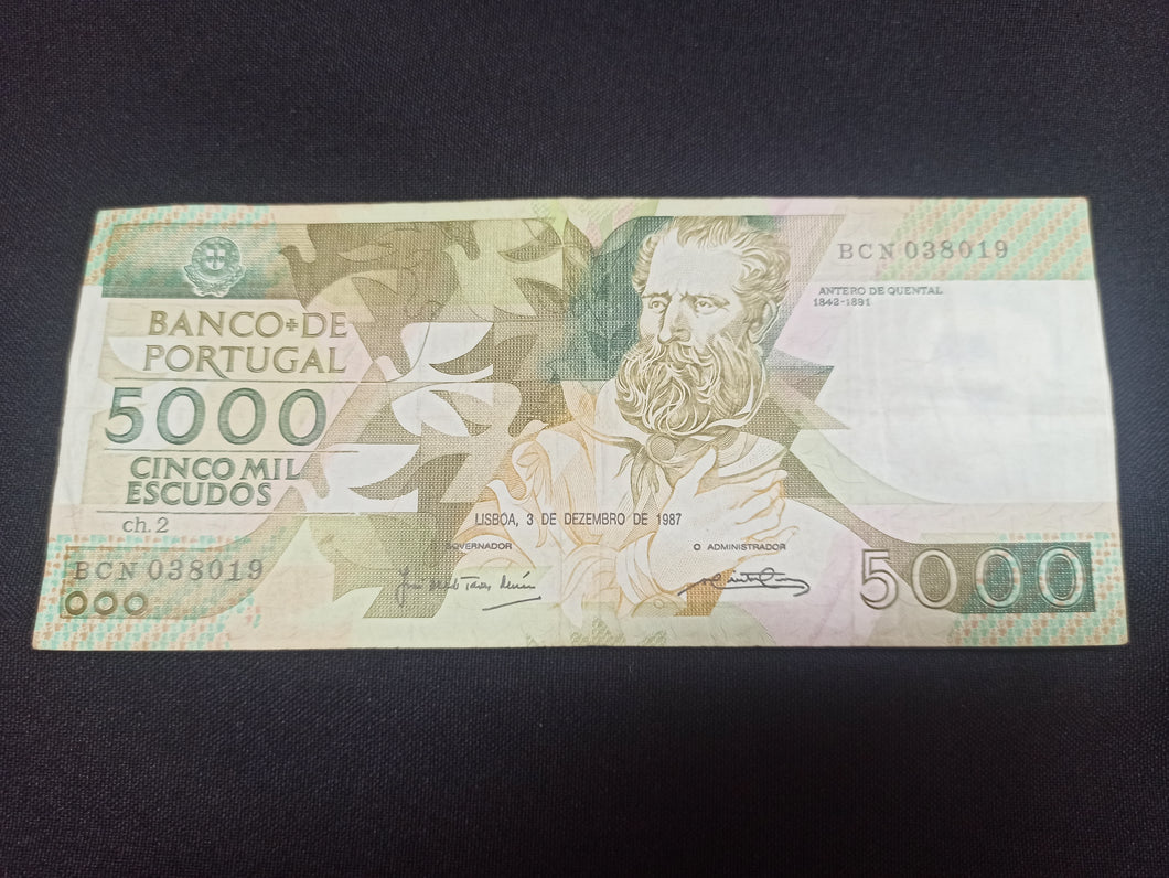 Portugal : 5000 Escudos 1987 (Ref 2946)