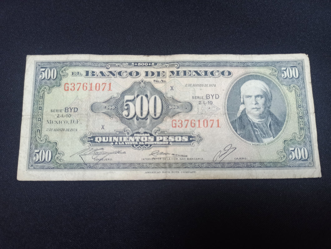 Mexique : 500 pesos 1974 (Ref 3071)