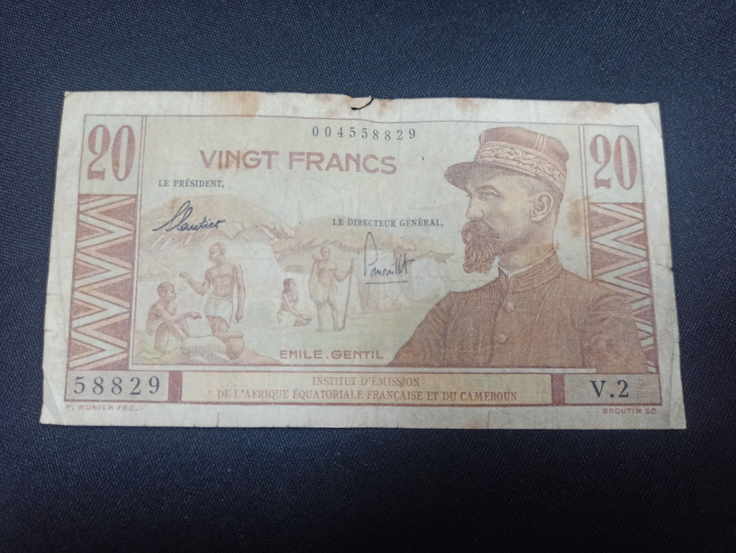 Cameroun : 20 Francs 1947 Emile Gentil (Ref 2942)