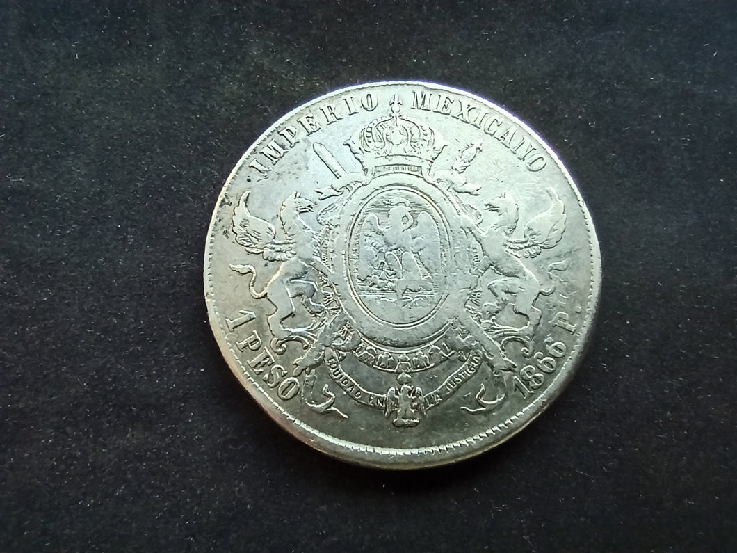 Mexico : Un Peso 1866 Pi Argent (Ref 2963)