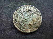 Charger l&#39;image dans la galerie, Bolivie : 1 Boliviano 1865 Argent (Ref 2970)
