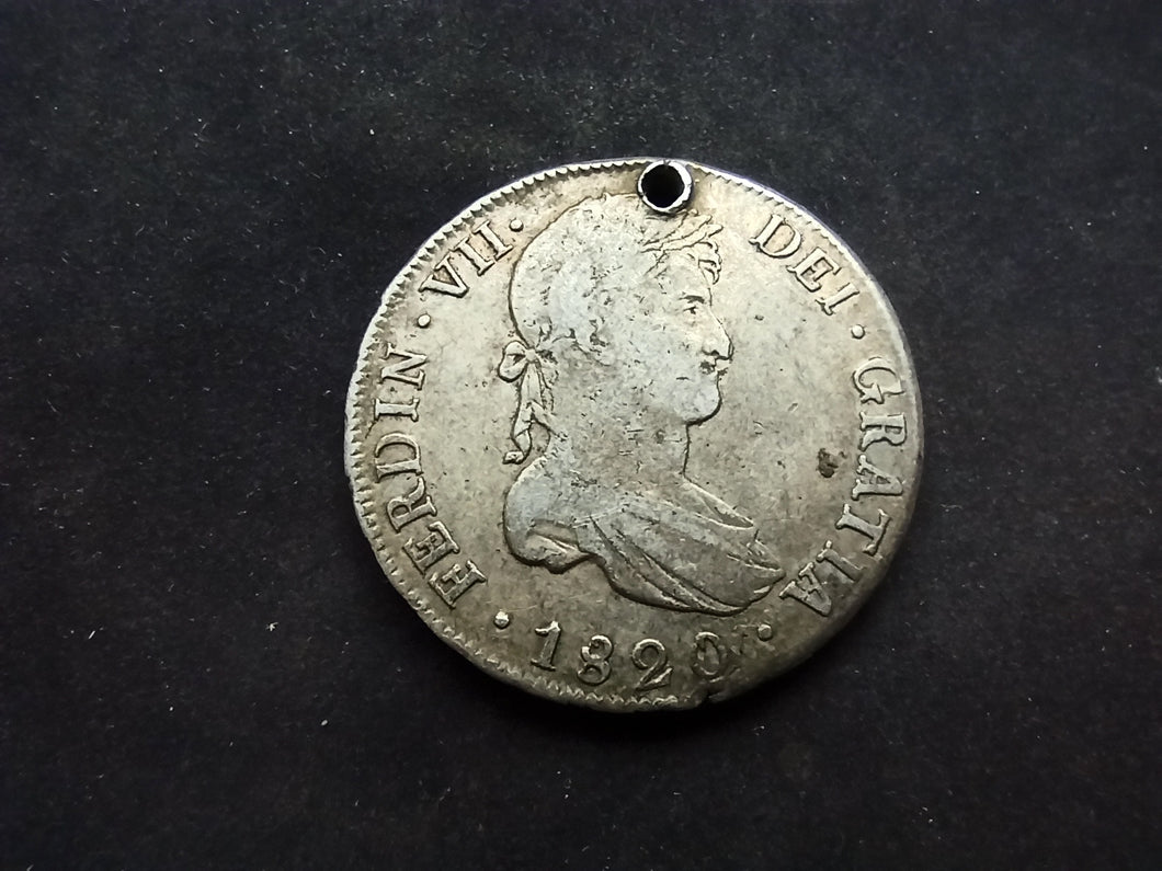 Bolivie : 8 Reales 1820 Argent ; Trouée (Ref 2998)