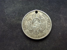 Charger l&#39;image dans la galerie, Bolivie : Un Boliviano Argent ; Trouée (Ref 3002)
