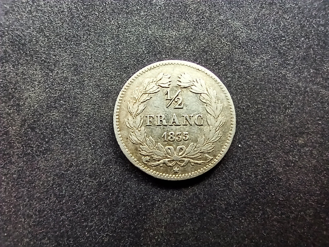 1/2 Franc Louis Philippe 1835 A ; Argent (Ref 3009)