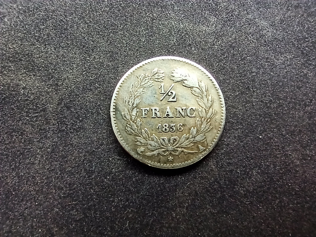 1/2 Franc Louis Philippe 1836 A ; Argent (Ref 3010)