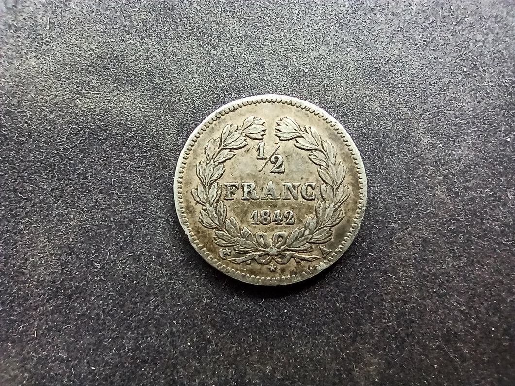 1/2 Franc Louis Philippe 1842 A ; Argent (Ref 3013)