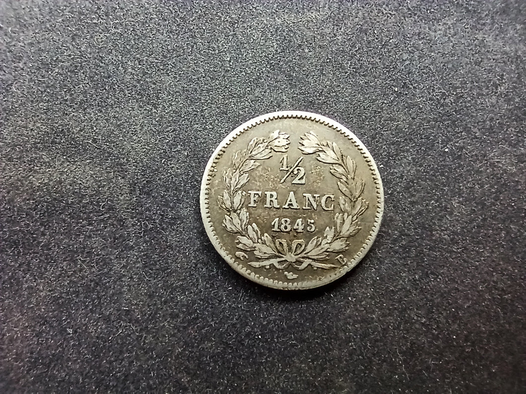 1/2 Franc Louis Philippe 1845 B ; Argent (Ref 3016)