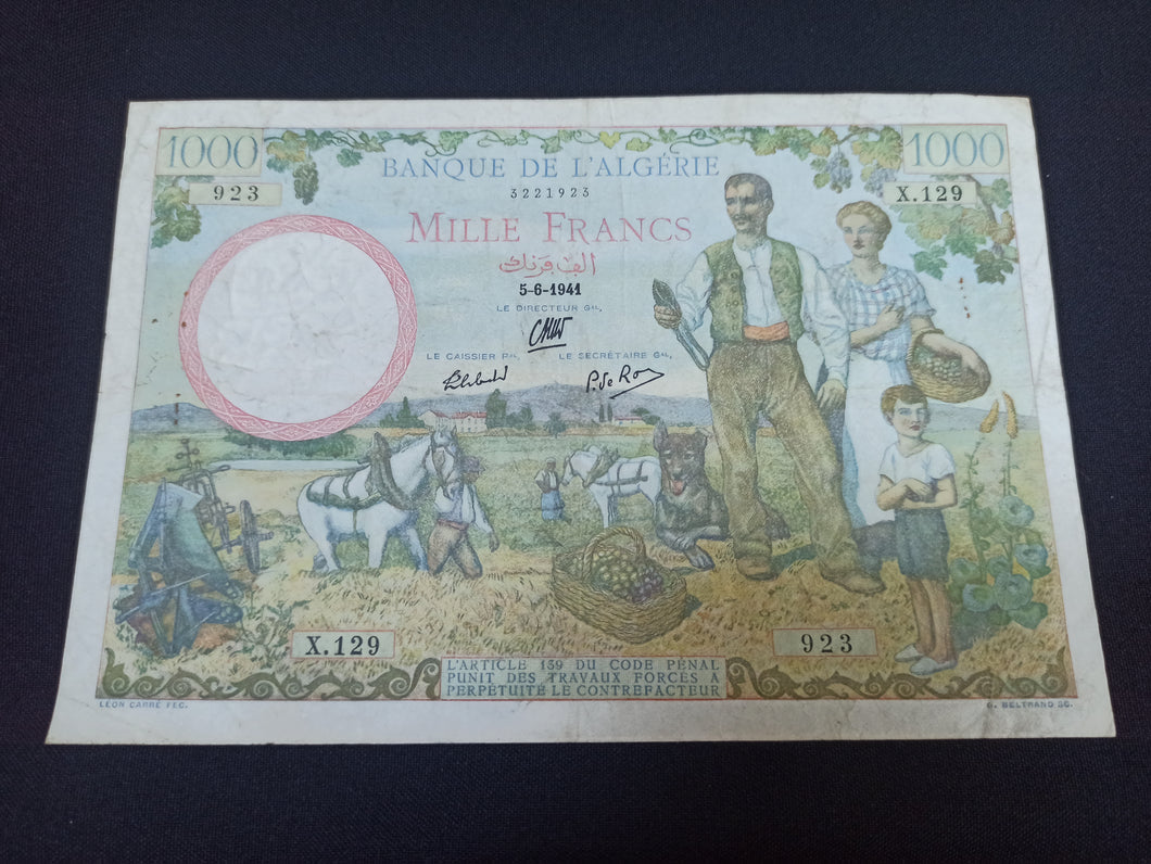 Algérie : 1000 Francs 1941 (Ref 3019)
