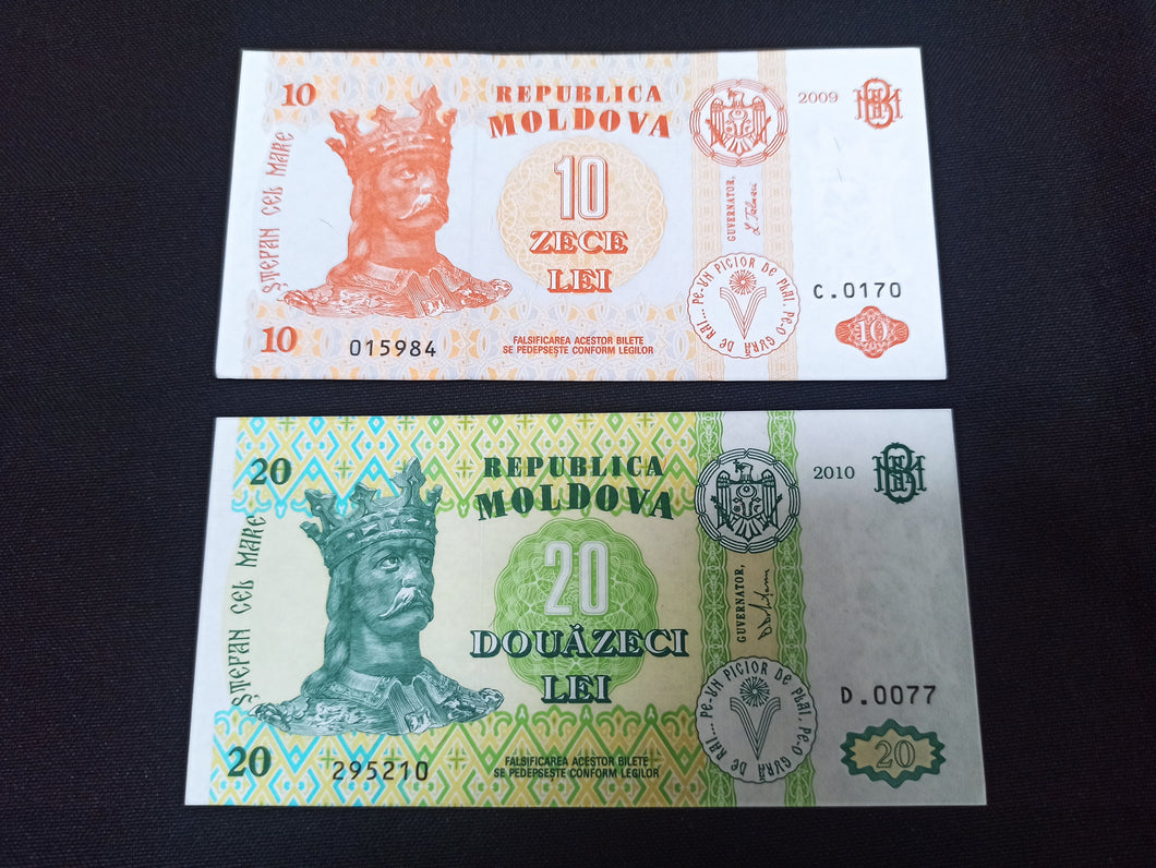 Moldavie : 10 & 20 Lei 2009 / 2010 Presque Neuf (Ref 3055)