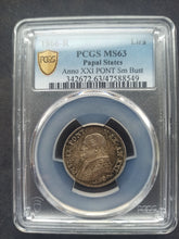 Charger l&#39;image dans la galerie, Italy : Papal States :  Lira 1866 R ; PCGS : MS 63
