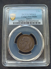 Charger l'image dans la galerie, Congo Belge : 1 Franc 1887 Silver ; PCGS : MS 63
