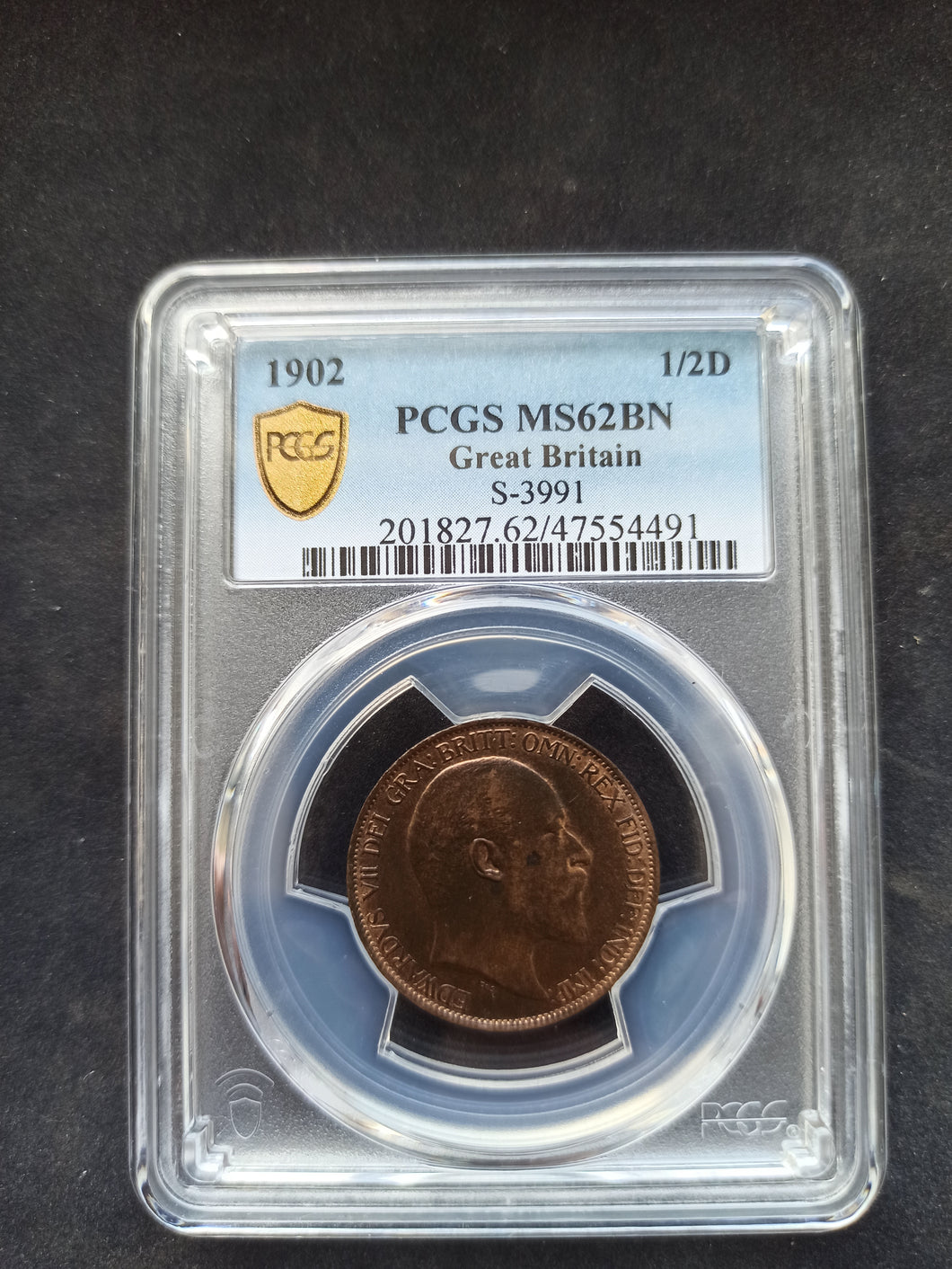 Great Britain : Half Penny 1902 ; PCGS : MS 62